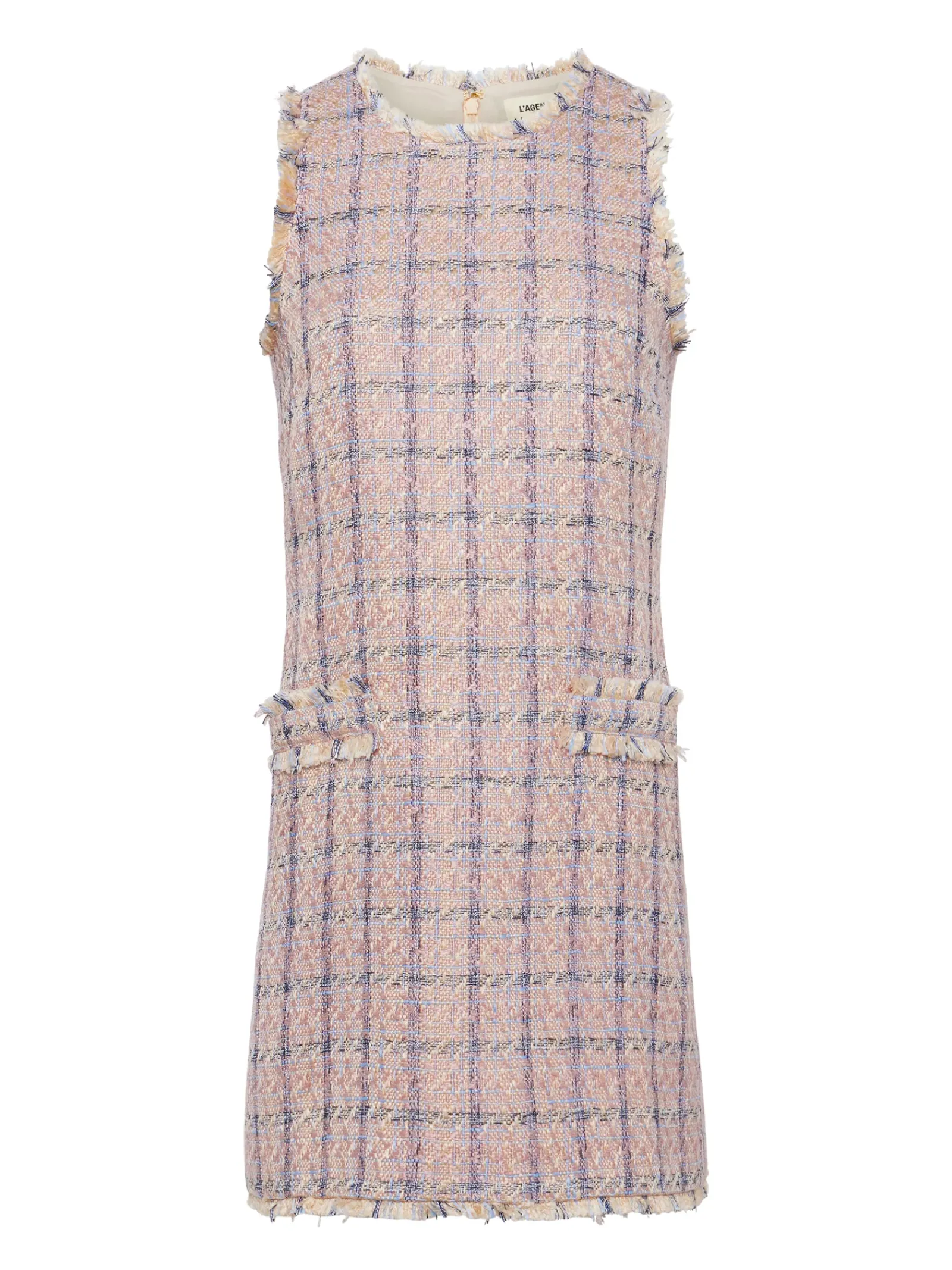L'AGENCE Spring '24 Catalog|Spring Collection|Florian Tweed Shirtdress Tan/Dusty Pink/Blue