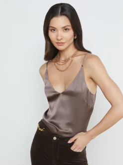 L'AGENCE Online Exclusives|Silks|Gabriella Camisole Tank Deep Taupe