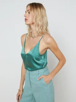 L'AGENCE Resort Collection|Silks|Gabriella Camisole Tank Green Jasper