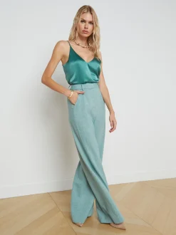 L'AGENCE Resort Collection|Silks|Gabriella Camisole Tank Green Jasper