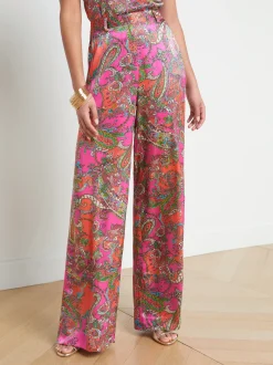 L'AGENCE Sets|Print Edition|Gavin Silk Wide-Leg Pant Rhodamine Multi Bright Pop Paisley
