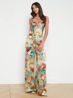L'AGENCE Sets|Spring '24 Catalog|Gavin Silk Wide-Leg Pant Multi Rococo