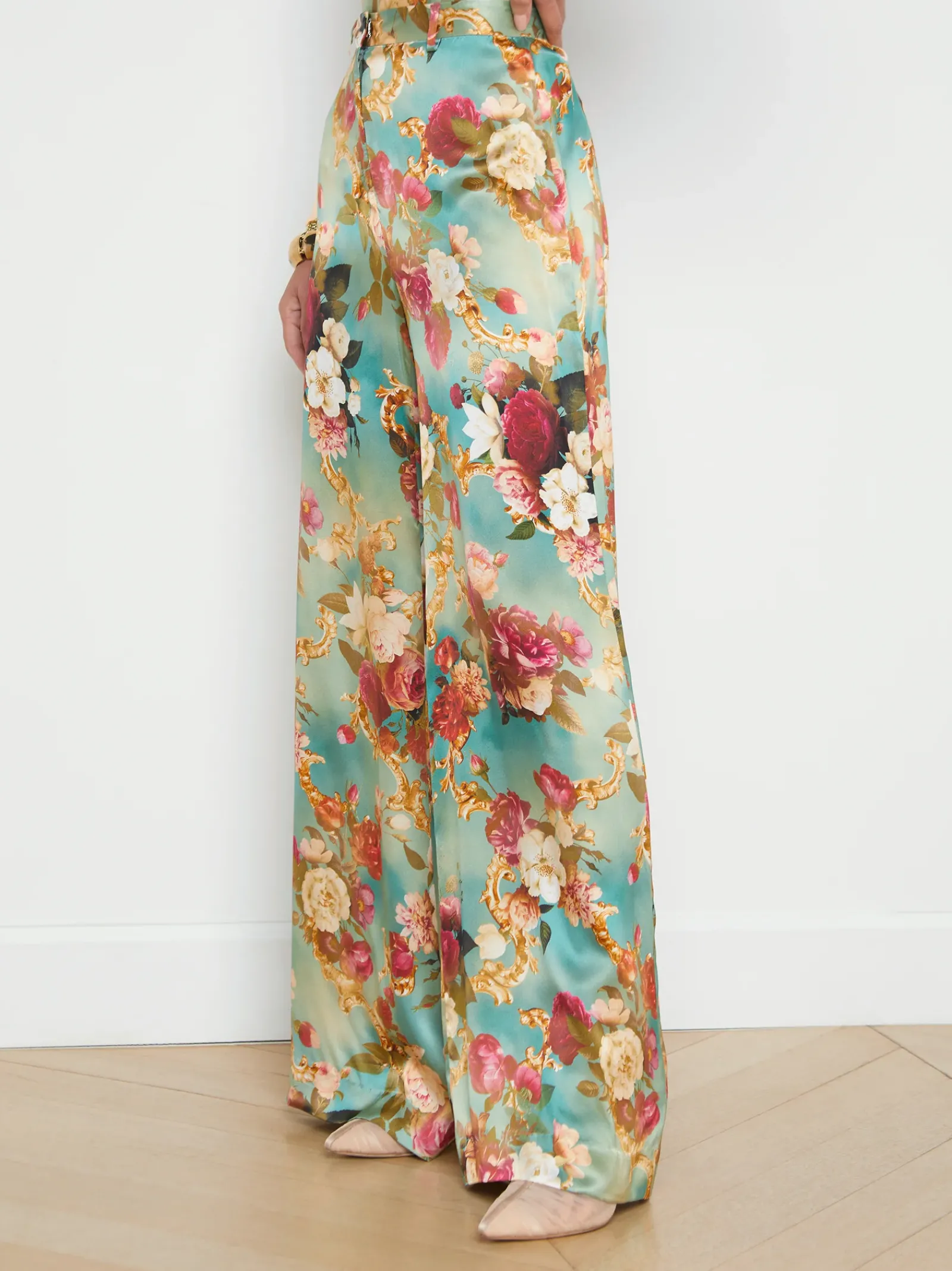 L'AGENCE Sets|Spring '24 Catalog|Gavin Silk Wide-Leg Pant Multi Rococo