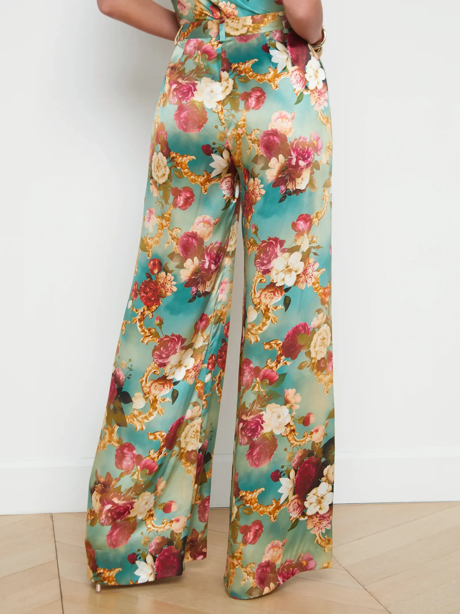 L'AGENCE Sets|Spring '24 Catalog|Gavin Silk Wide-Leg Pant Multi Rococo