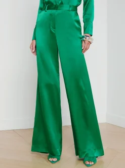 L'AGENCE Sets|Spring Collection|Gavin Silk Wide-Leg Pant Sea Green