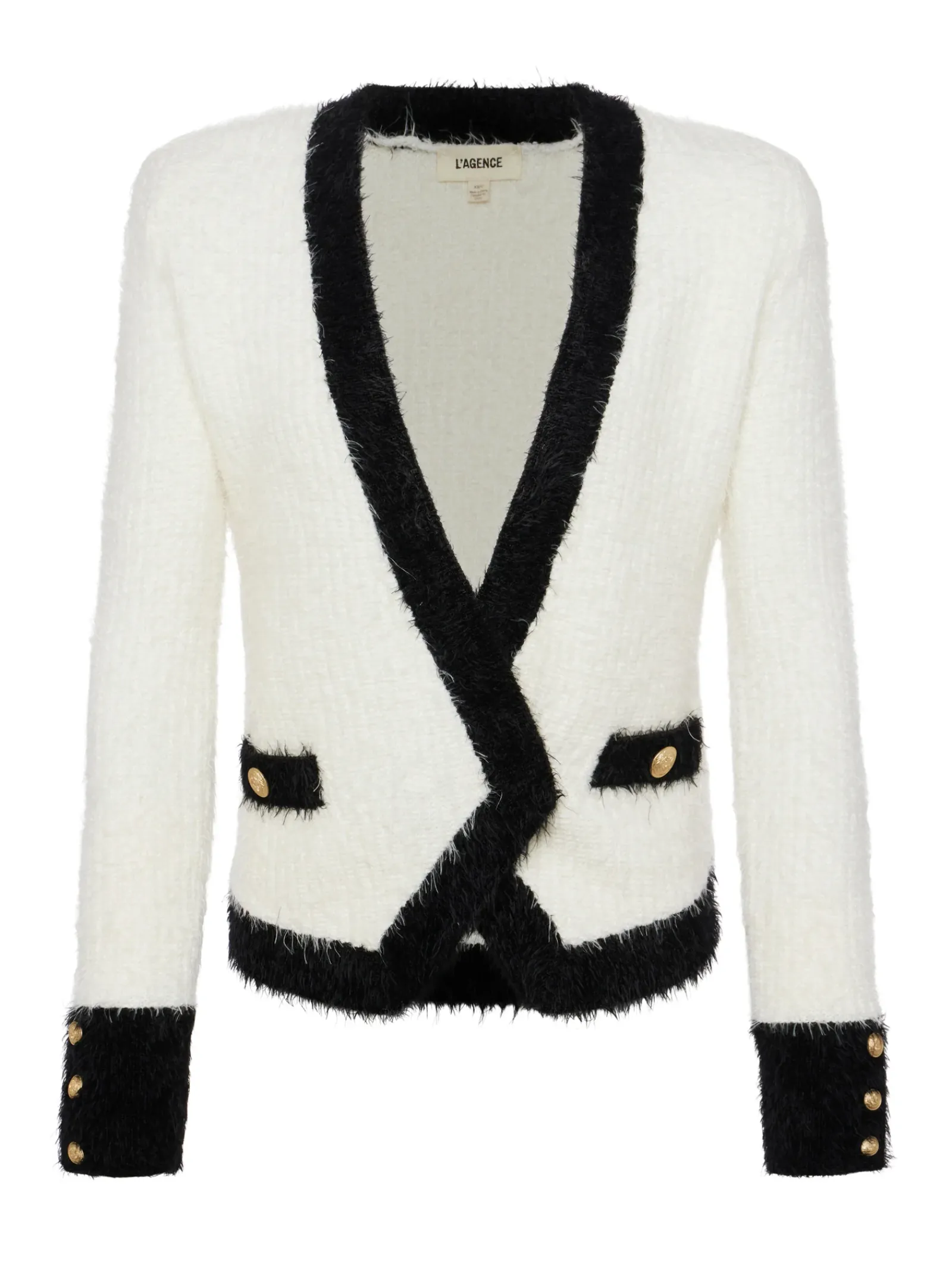 L'AGENCE Spring Collection|Maternity|Georgia Contrast Cardigan Blazer White/Black