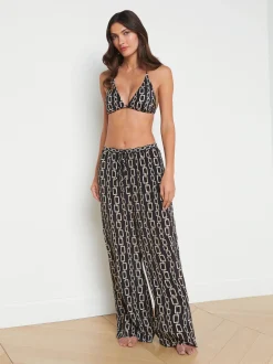 L'AGENCE Spring Collection|Swimwear|Geraldine Geo Pant Black/Gold Chain