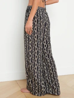 L'AGENCE Spring Collection|Swimwear|Geraldine Geo Pant Black/Gold Chain