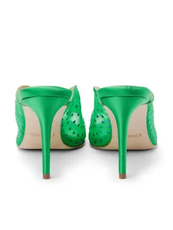 L'AGENCE Resort Collection|Heels & Pumps|Germain Open Toe Mule Amazon Green Satin