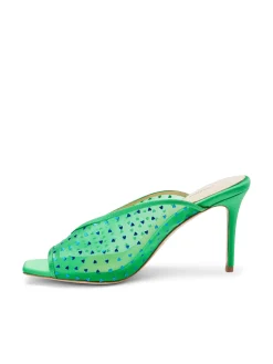 L'AGENCE Resort Collection|Heels & Pumps|Germain Open Toe Mule Amazon Green Satin