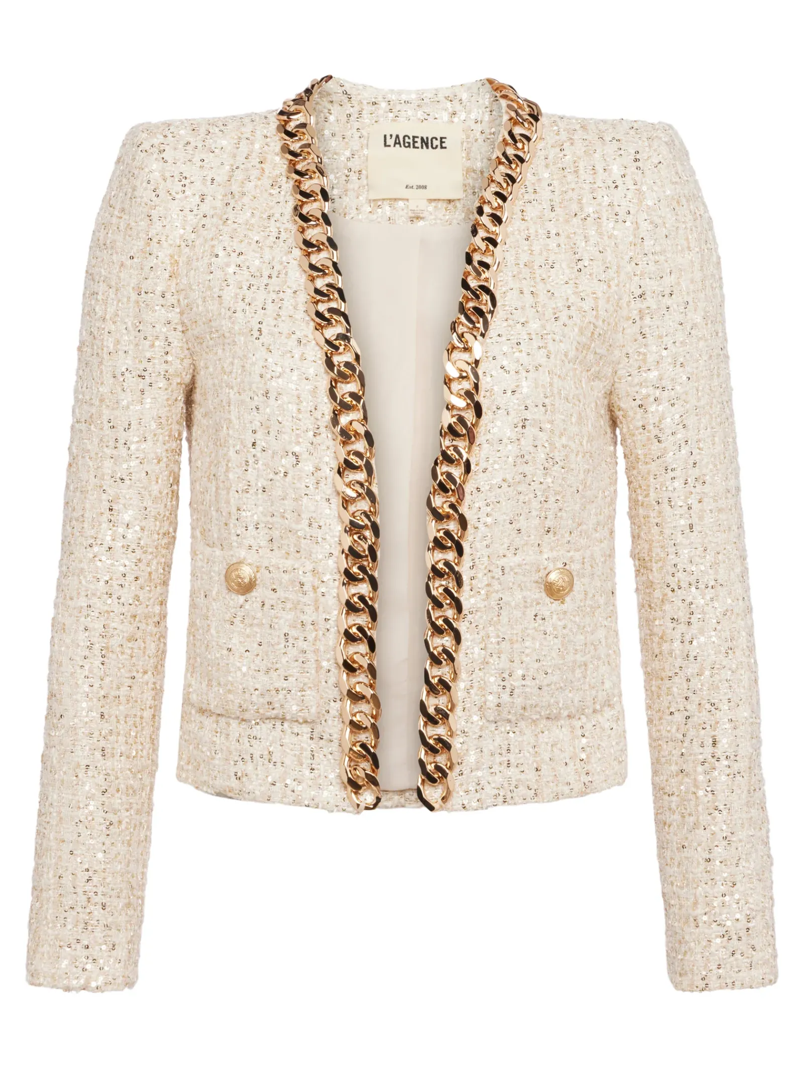 L'AGENCE Resort Collection|Blazers & Jackets|Greta Chain Jacket Champagne/Gold