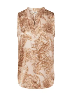L'AGENCE Spring Collection|Print Edition|Hendrix Silk Sleeveless Blouse Nude Multi Paisley Toile