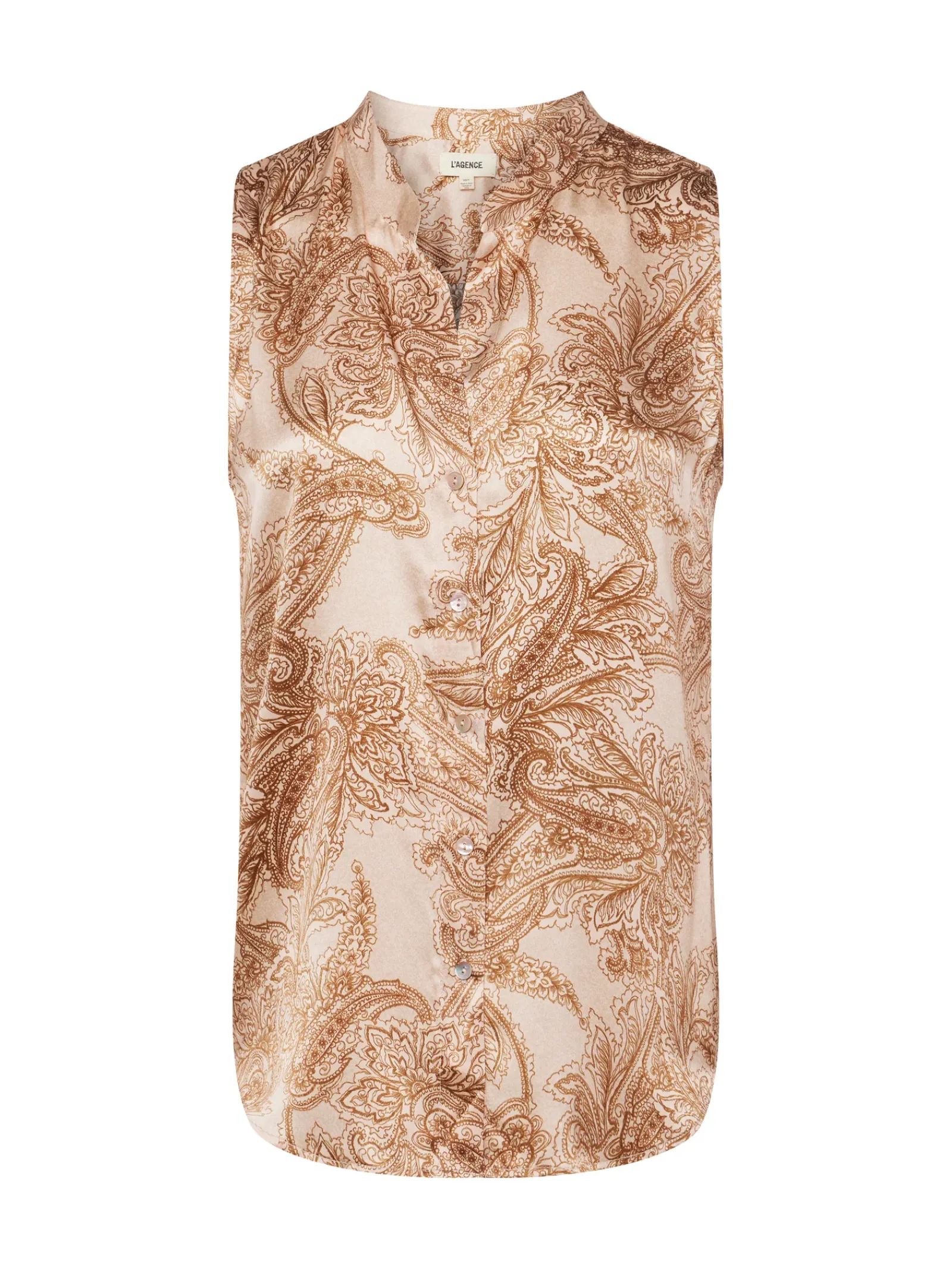 L'AGENCE Spring Collection|Print Edition|Hendrix Silk Sleeveless Blouse Nude Multi Paisley Toile