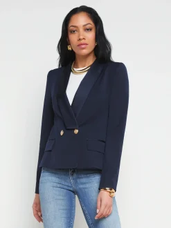 L'AGENCE Spring Collection|Best Sellers|Imogen Satin Lapel Blazer Midnight