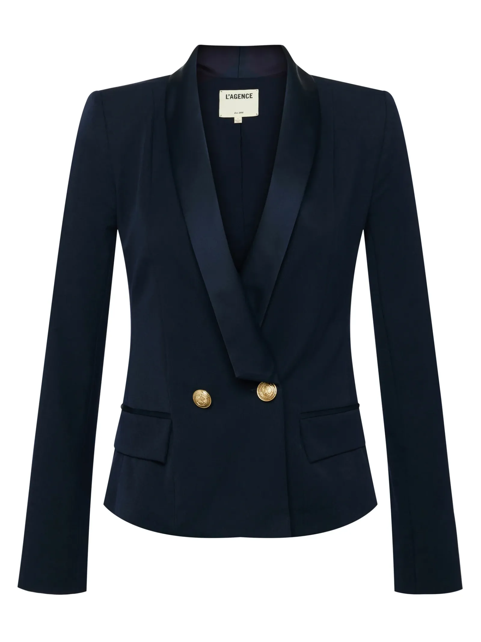 L'AGENCE Spring Collection|Best Sellers|Imogen Satin Lapel Blazer Midnight