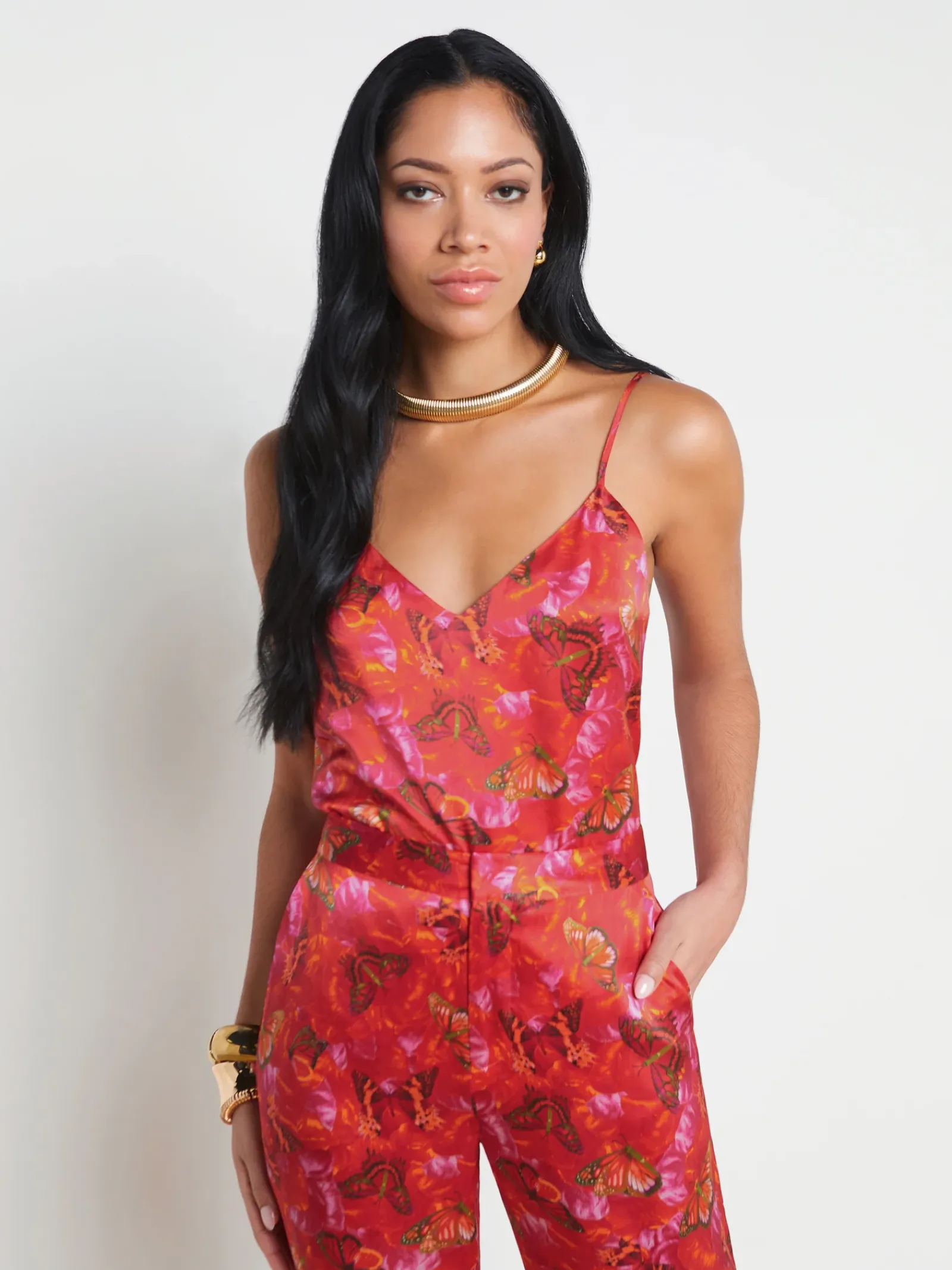 L'AGENCE Sets|Print Edition|Jane Silk Camisole Multi Butterfly Petal