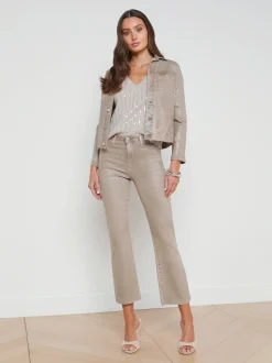 L'AGENCE Coated Denim|Spring Collection|Janelle Coated Denim Jacket Rye Coated