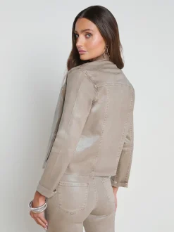 L'AGENCE Coated Denim|Spring Collection|Janelle Coated Denim Jacket Rye Coated