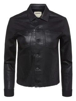 L'AGENCE All Things Black|Back in Stock|Janelle Coated Jacket Saturated Black Coated
