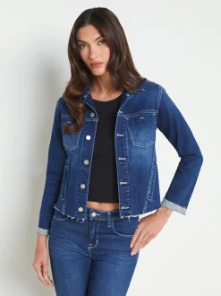 L'AGENCE Spring Collection|Aged Denim|Janelle Denim Jacket Sutton