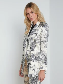 L'AGENCE Sets|Spring Collection|Jayda Silk Blazer Ecru/Black Sketch Paisley