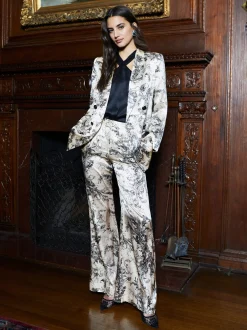 L'AGENCE Sets|Spring Collection|Jayda Silk Blazer Ecru/Black Sketch Paisley