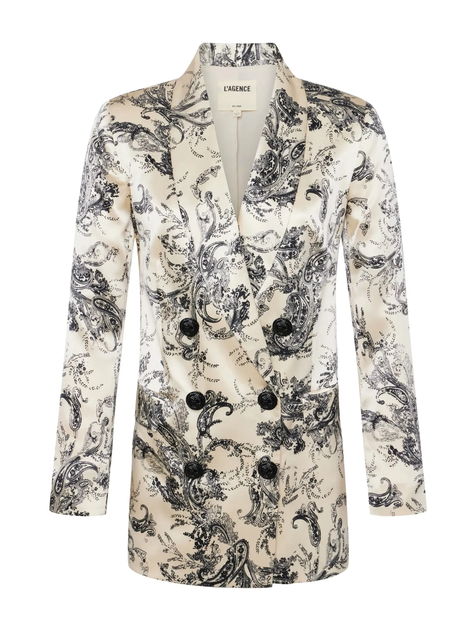 L'AGENCE Sets|Spring Collection|Jayda Silk Blazer Ecru/Black Sketch Paisley