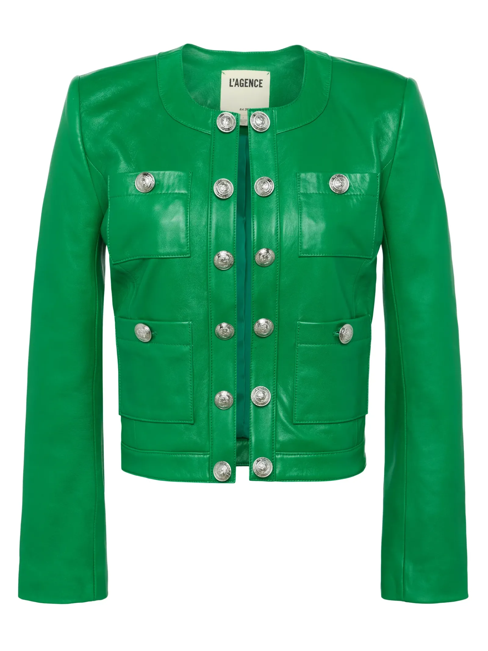 L'AGENCE Spring Collection|Leather|Jayde Leather Jacket Sea Green