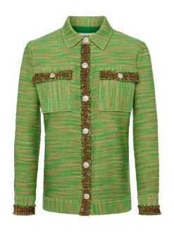 L'AGENCE Spring Collection|Best Sellers|Jeanine Tweed Shirt Jacket Fern Multi Tweed