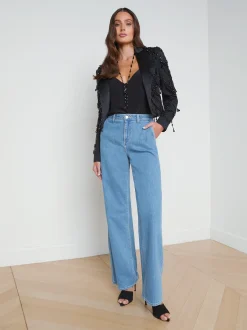 L'AGENCE All Things Black|Spring Collection|Jen Beaded Cropped Blazer Black