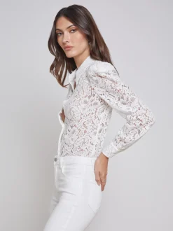 L'AGENCE Nouveau Whites|Best Sellers|Jenica Lace Blouse Ivory