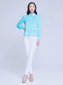 L'AGENCE Blouses & Tops|Jenica Lace Blouse Aqua