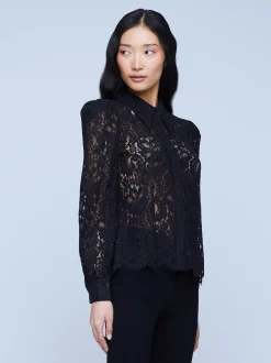 L'AGENCE All Things Black|Essentials|Jenica Lace Blouse Black Lace