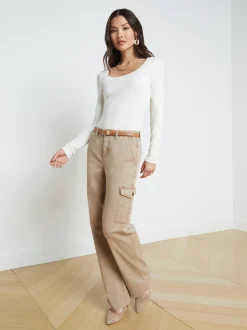 L'AGENCE Resort Collection|Tees|Joanna Long Sleeve Tee Off White
