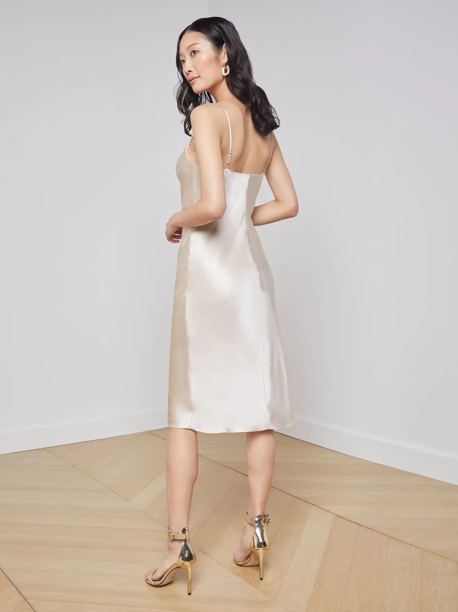 L'AGENCE Maternity|Essentials|Jodie Silk Slip Dress Champagne