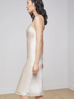 L'AGENCE Maternity|Essentials|Jodie Silk Slip Dress Champagne
