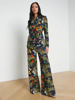 L'AGENCE Sets|Spring Collection|Jordana Wrap Blazer Black Multi Butterfly Tiger Jungle