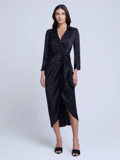 L'AGENCE All Things Black|Silks|Kadi Silk Wrap Dress Black