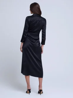 L'AGENCE All Things Black|Silks|Kadi Silk Wrap Dress Black