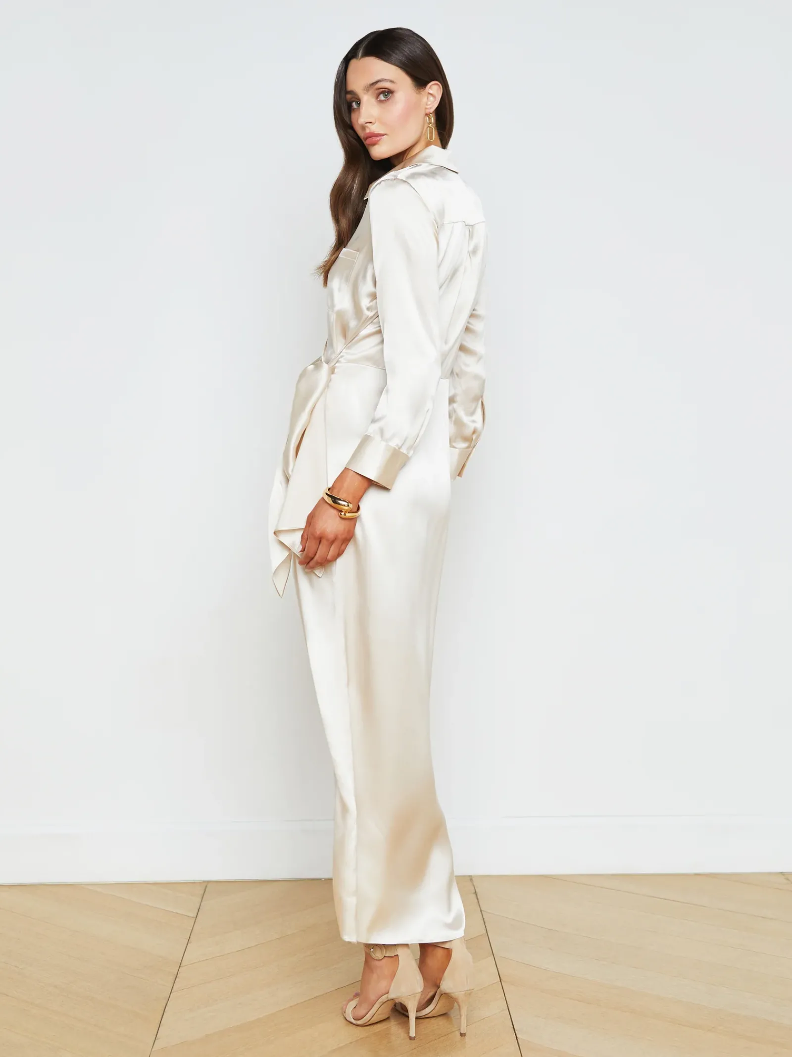L'AGENCE Silks|Dresses & Jumpsuits|Kadi Silk Wrap Dress Champagne