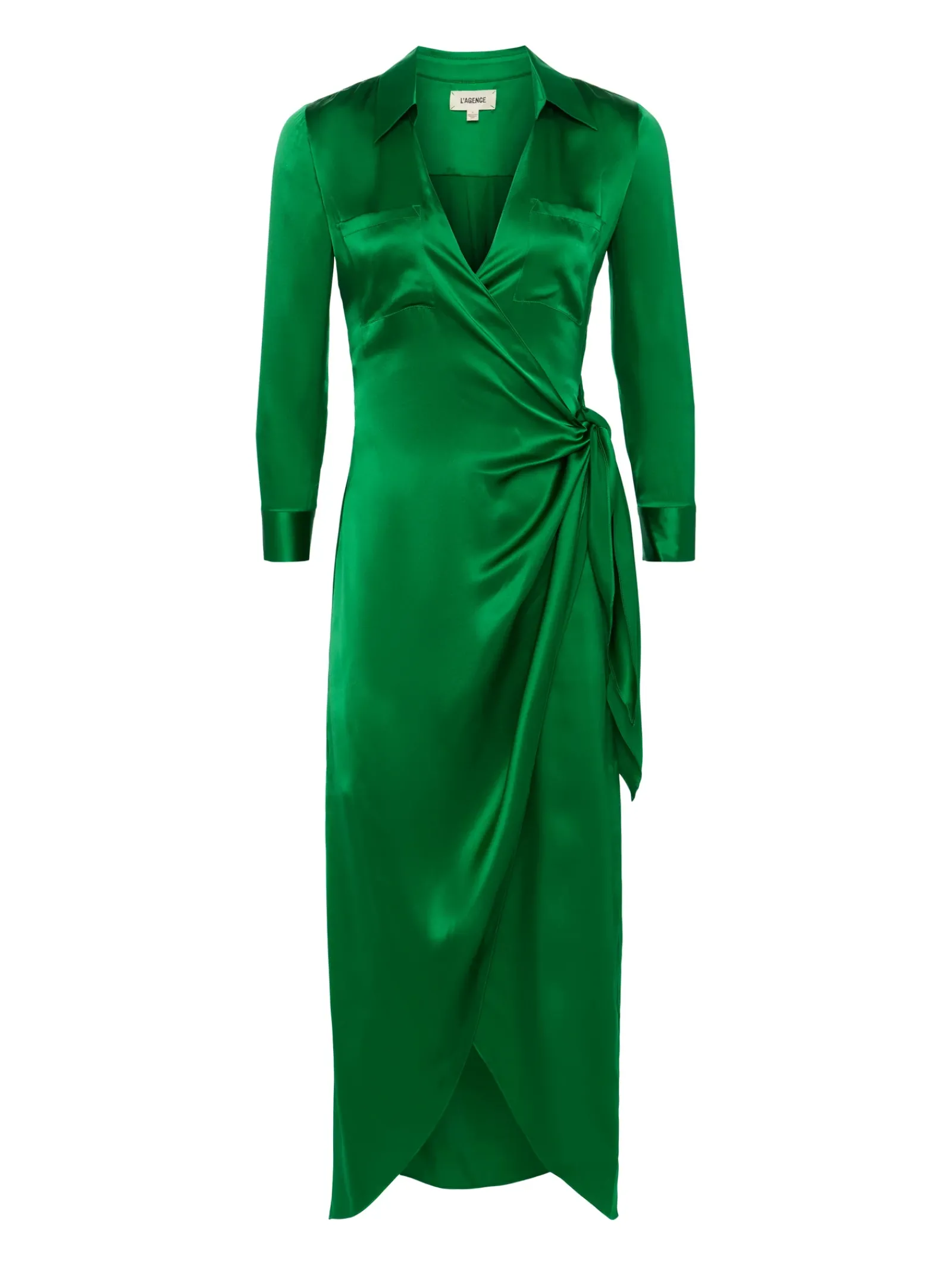 L'AGENCE Spring Collection|Silks|Kadi Silk Wrap Dress Sea Green
