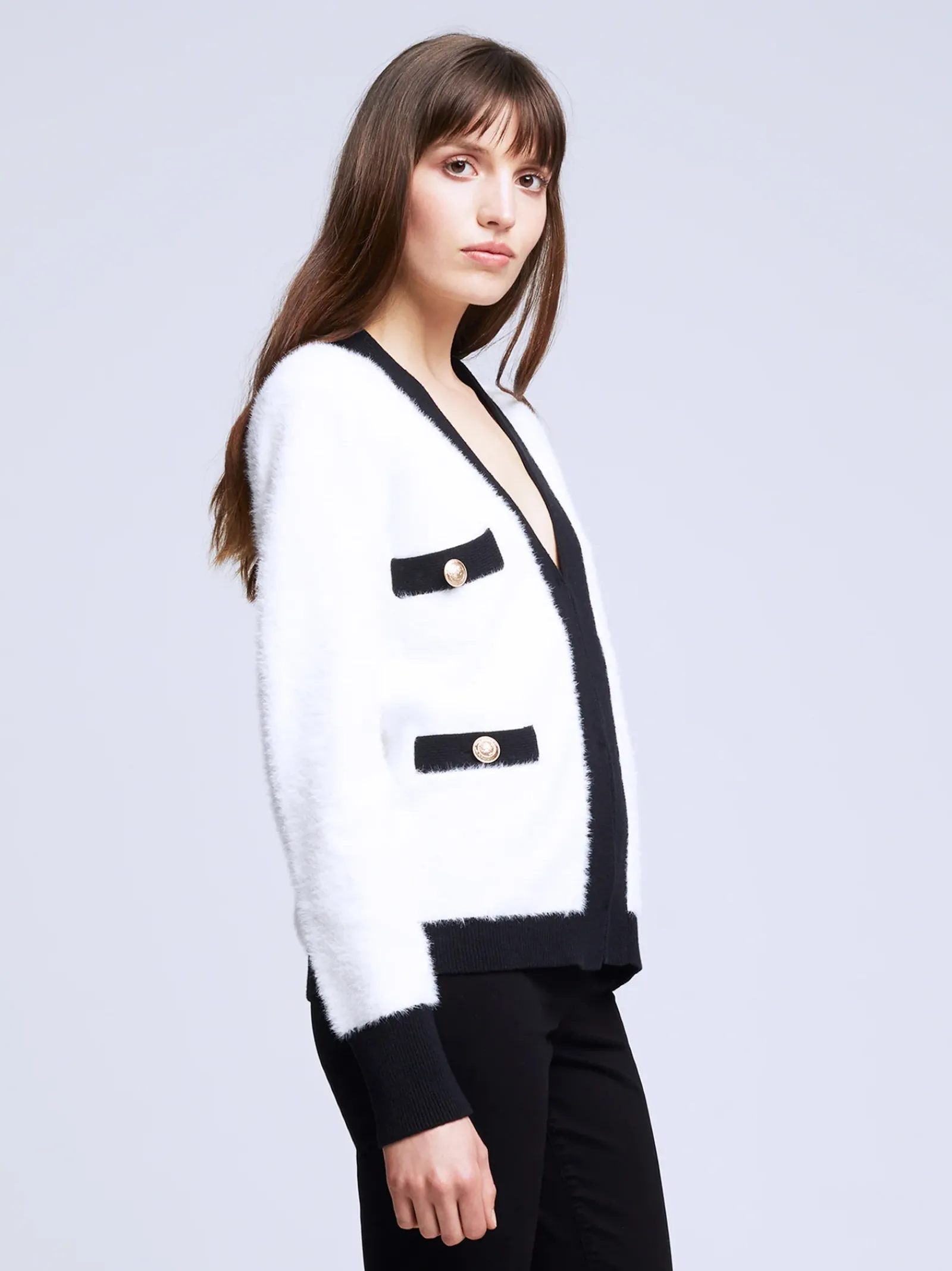L'AGENCE Knitwear|Blouses & Tops|Kai Cardigan White/Black