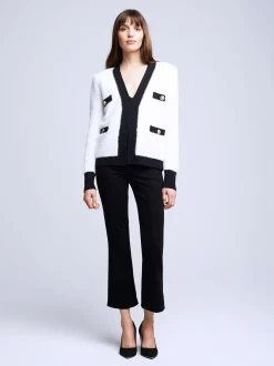 L'AGENCE Knitwear|Blouses & Tops|Kai Cardigan White/Black