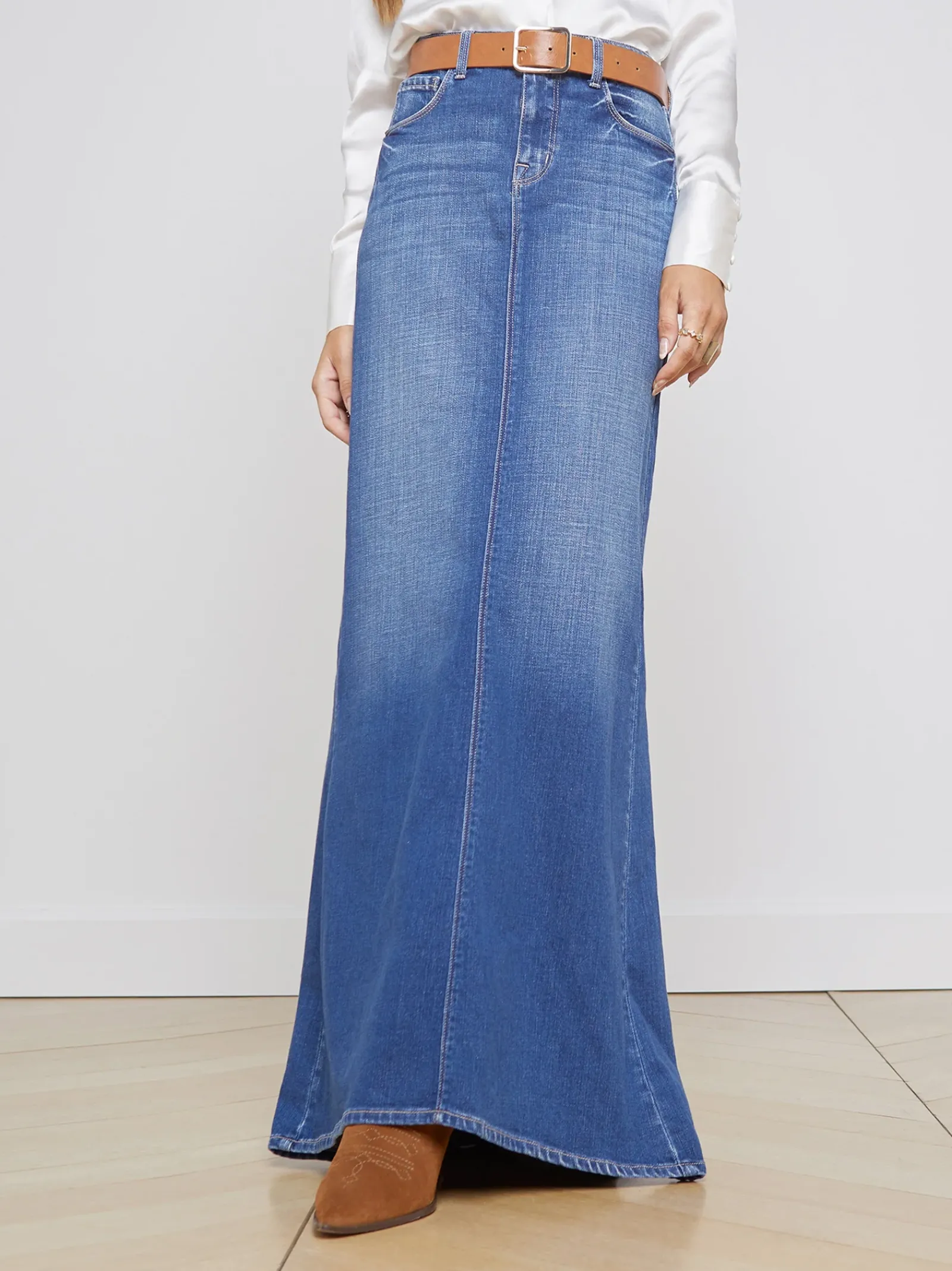 L'AGENCE Aged Denim|Pants, Shorts & Skirts|Kailani Denim Skirt Athos