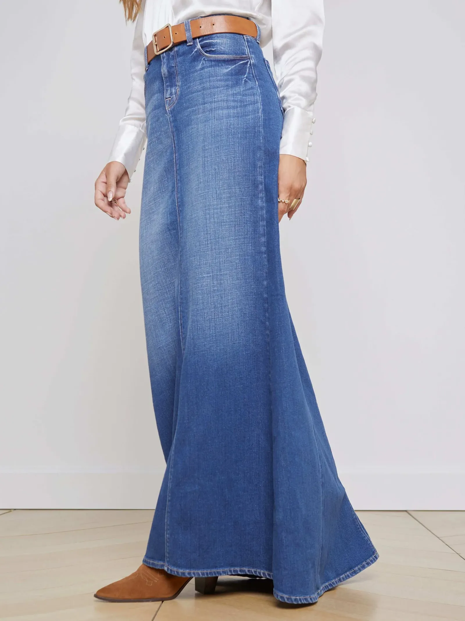 L'AGENCE Aged Denim|Pants, Shorts & Skirts|Kailani Denim Skirt Athos
