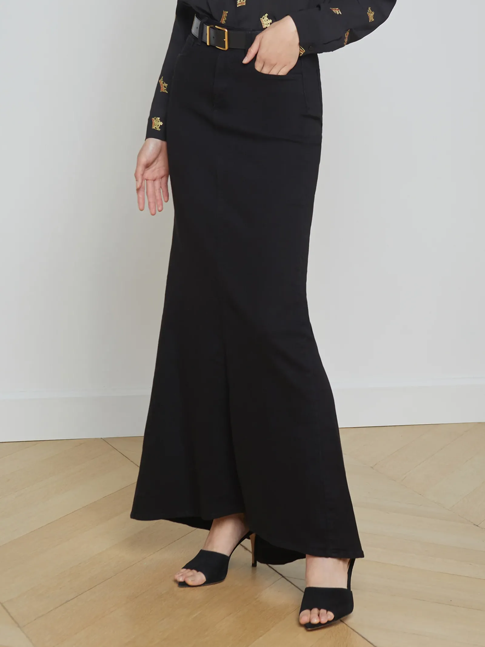 L'AGENCE Maternity|Pants, Shorts & Skirts|Kailani Denim Skirt Saturated Black