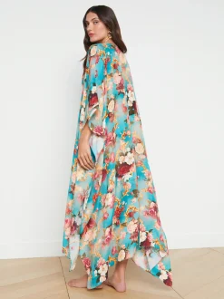 L'AGENCE Spring '24 Catalog|Spring Collection|Kara Silk-Blend Kimono Cover-up Multi Floral