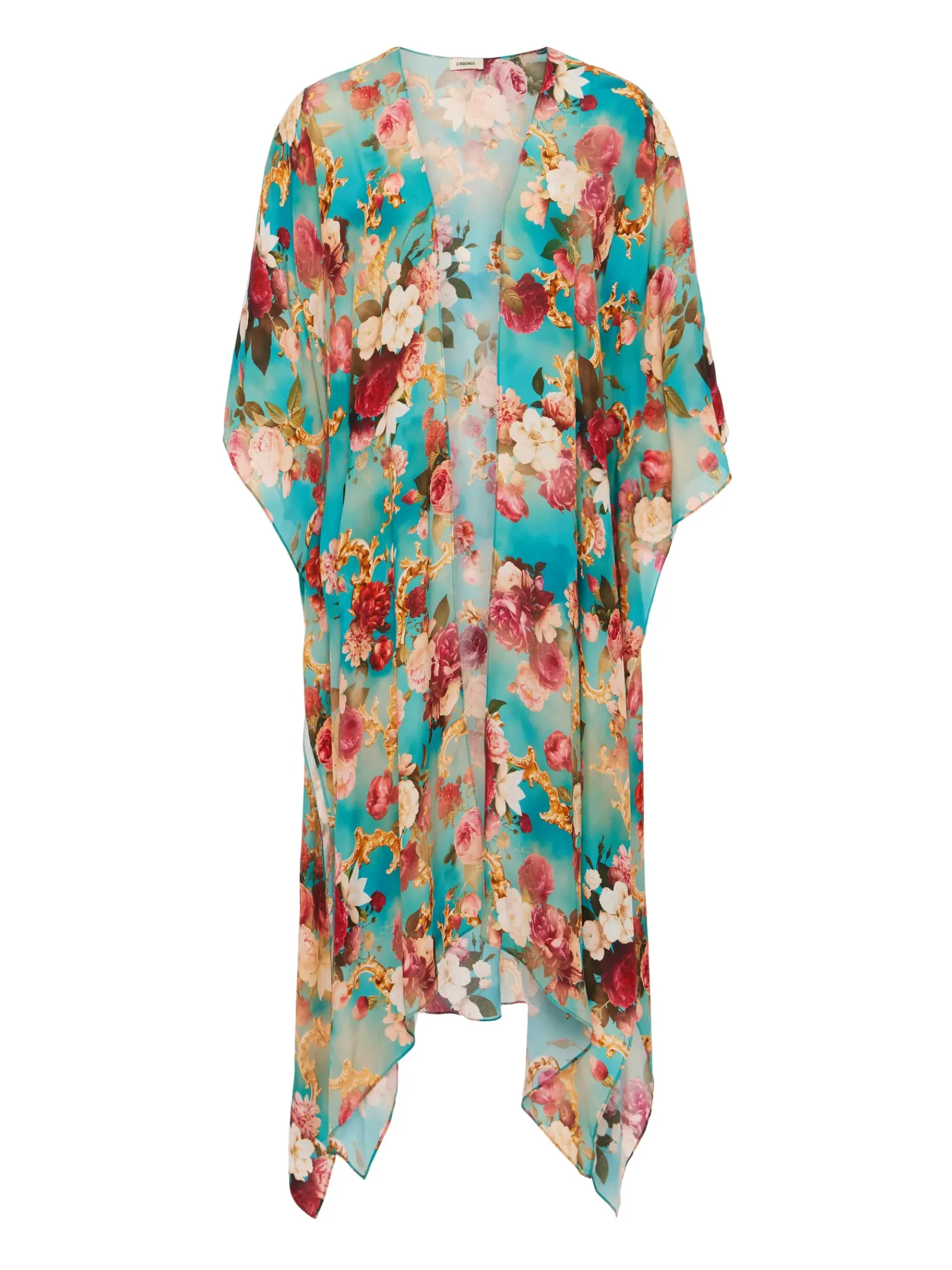 L'AGENCE Spring '24 Catalog|Spring Collection|Kara Silk-Blend Kimono Cover-up Multi Floral