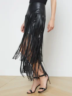 L'AGENCE Resort Collection|All Things Black|Karolina Fringe Skirt Black