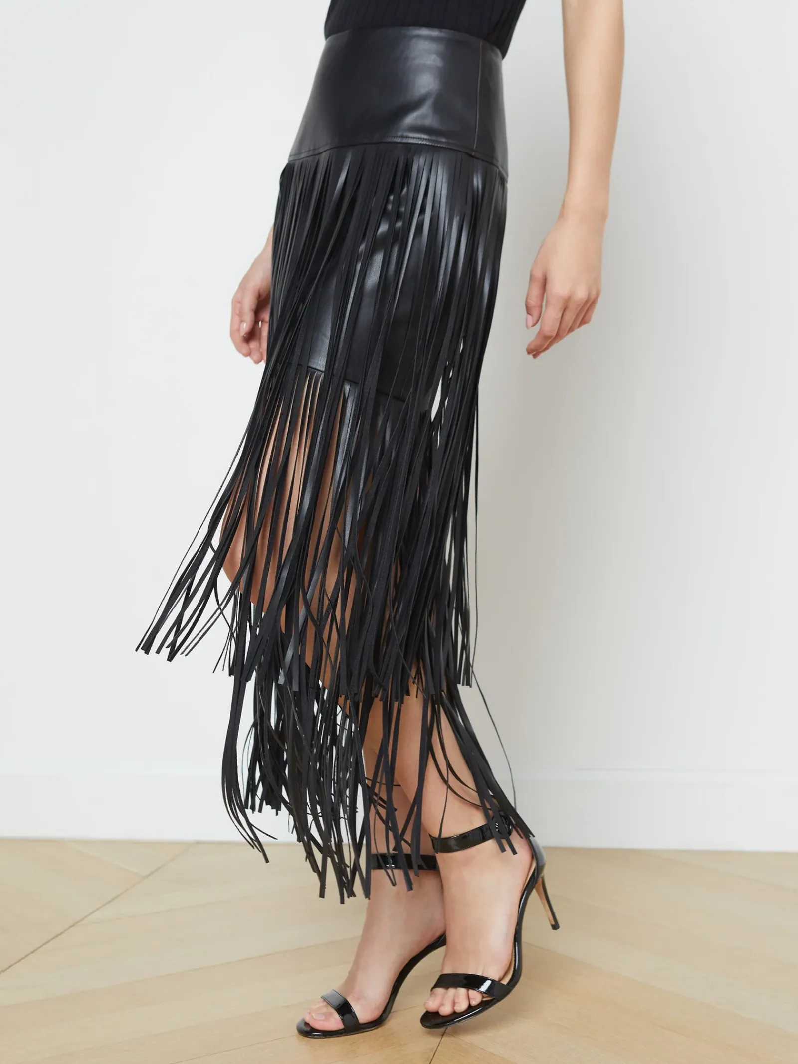 L'AGENCE Resort Collection|All Things Black|Karolina Fringe Skirt Black